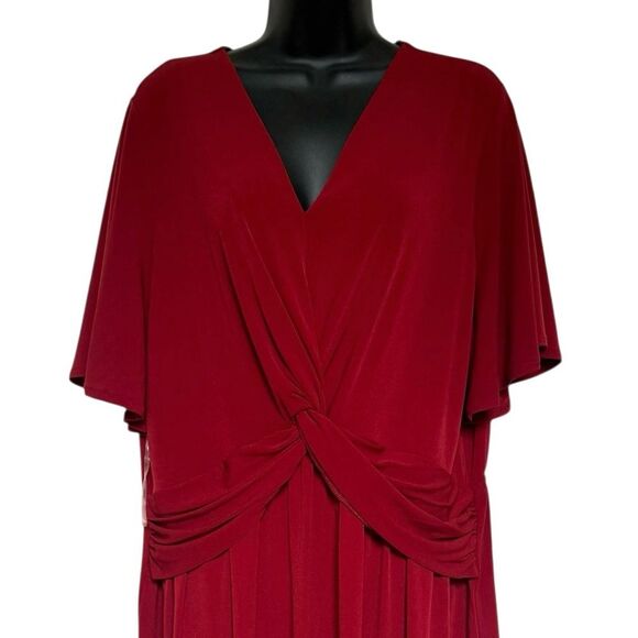 Lane Bryant Flutter Sleeve Dress Plus Sz 18/20 Red Stretchy Slinky NWT - Picture 2 of 13